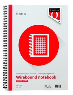 Spiraalblok Quantore A4 ruit 5mm 200 pagina's 70gr
