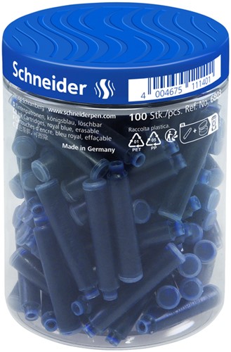 Inktpatroon Schneider din koningsblauw pot à 100 stuks