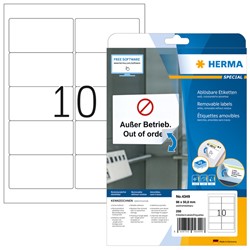 Etiket HERMA 4349 A4 96x50.8mm verwijderbaar wit 250 stuks