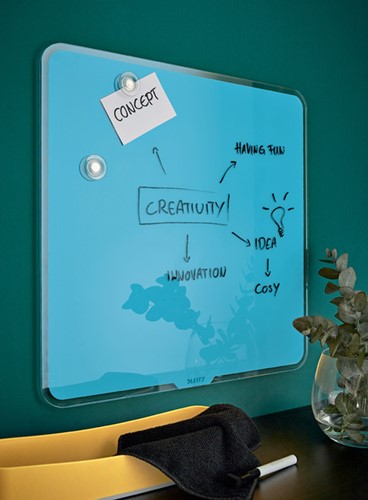 Glasbord Leitz Cosy magnetisch 450x450mm blauw-2