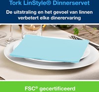 Dinerservet Tork Linstyle Premium 1/4 vouw 1-laags 390x390mm 50 vel aquablauw 478880-3