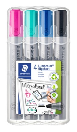 Viltstift Staedtler 356 voor flipover rond 2mm set à 4 stuks assorti