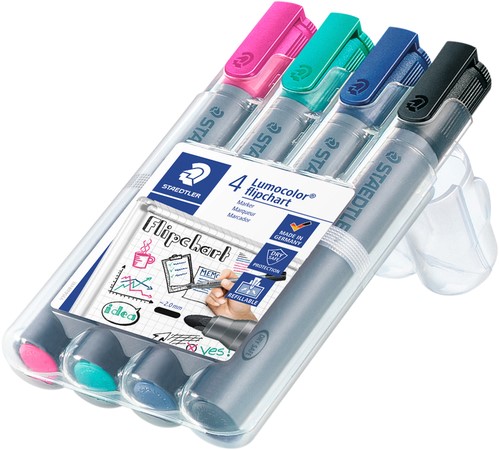 Viltstift Staedtler 356 voor flipover rond 2mm set à 4 stuks assorti-3