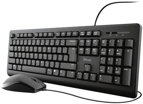 Toetsenbord Trust Primo + muis QWERTY zwart