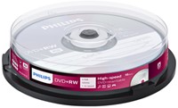 DVD+RW Philips 4.7GB 4x SP 10 stuks