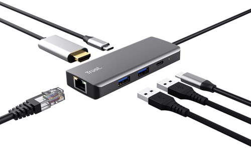 Adapter Trust Dalyx 6-in-1 USB-C multipoort grijs-2