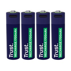 Batterij Trust USB-C oplaadbaar AA 4 stuks