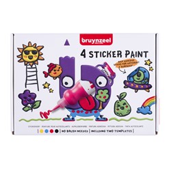 Stickerverf Bruynzeel met 2 sjablonen assorti 4 stuks