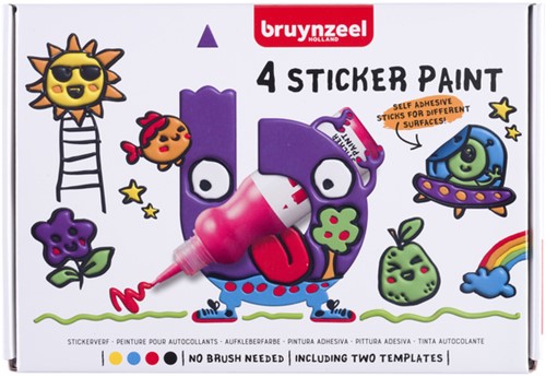 Stickerverf Bruynzeel met 2 sjablonen assorti 4 stuks