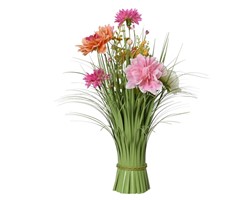 Kunstgras Everlands met bloemen roze 40cm polyester