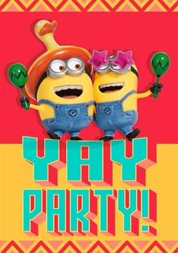 Wenskaart Hallmark uitnodiging Minions pak à 6 stuks
