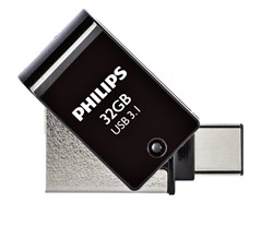 USB stick 3.1 Philips 2in1 USB-C USB-A 32GB zwart