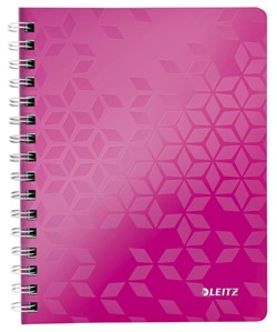 Notitieboek Leitz WOW A5 spiraal 160 pagina's lijn roze