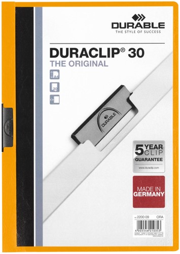 Klemmap Durable Duraclip A4 3mm 30 vellen oranje