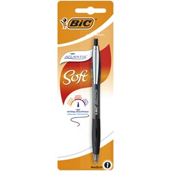Balpen Bic Atlantis soft metalen clip clic medium zwart bister à 1st