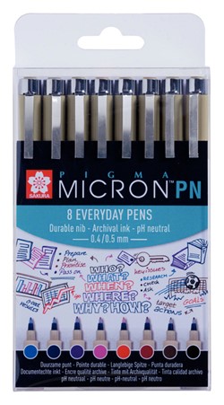 Fineliner Sakura Pigma Micron 0.4mm blister à 8 stuks assorti