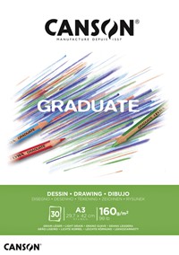 Tekenpapier Canson Graduate Drawing 30vel 160gr A3 helderwit