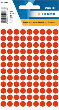 Etiket HERMA 1846 rond 8mm fluor rood 540 stuks