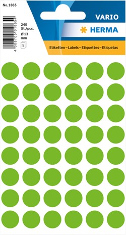 Etiket HERMA 1865 rond 12mm groen 240 stuks
