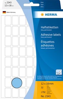Etiket HERMA 2343 12x18mm blauw 1792 stuks
