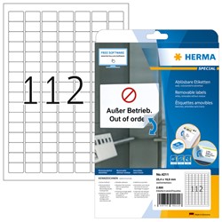Etiket HERMA 4211 25.4x16.9mm verwijderbaar wit 2800 stuks