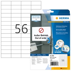 Etiket HERMA 5080 52.5x21.2mm verwijderbaar wit 1400 stuks