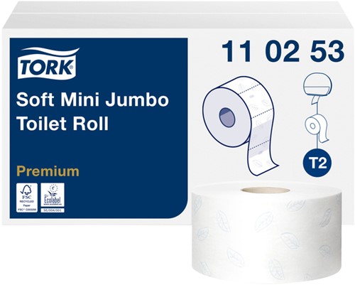 Toiletpapier Tork T2 Premium jumbo klein 2-laags 170m wit 110253