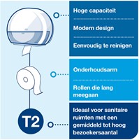 Toiletpapierdispenser Tork T2 Elevation jumbo klein wit 555000-2