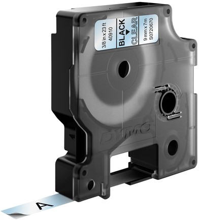 Labeltape Dymo LabelManager D1 polyester 9mm zwart op transparant-3