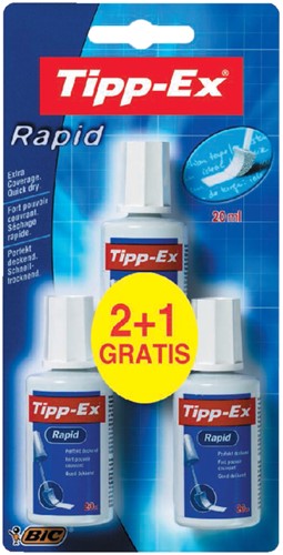 Correctievloeistof Tipp-ex Rapid 20ml foam 2+1gratis blister