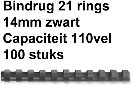 Bindrug GBC 14mm 21rings A4 zwart 100stuks