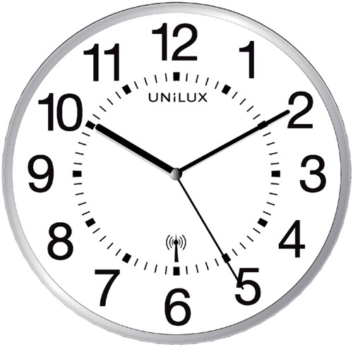 Wandklok Unilux Wave radio controlled Ø 30cm zilvergrijs/wit-2