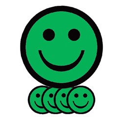 Magneet smiley 25mm emotie blij groen 5 stuks