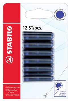 Inktpatroon STABILO blauw blister à 12 stuks