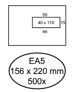 Envelop Hermes EA5 156x220mm venster 4x11 rechts zelfklevend 500 stuks