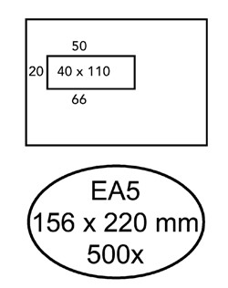 Envelop Hermes EA5 156x220mm venster 4X11links 500 stuks