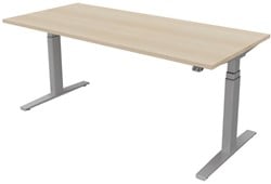Matrix Pro Single 160x80, kleur poten Zilver kleur werkblad Gebleekt eiken voorzien van een Universele kabelgoot en Memory display
